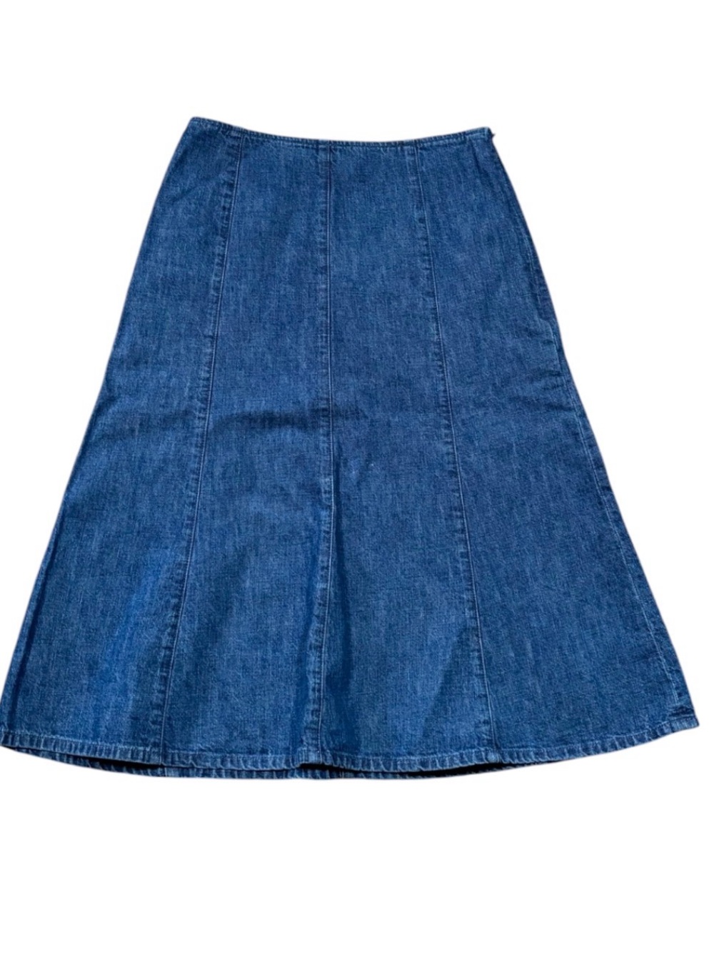 Women’s Jill Stuart Cotton Denim Side Zip A Line 90s Y2K Style Midi Skirt Size 0